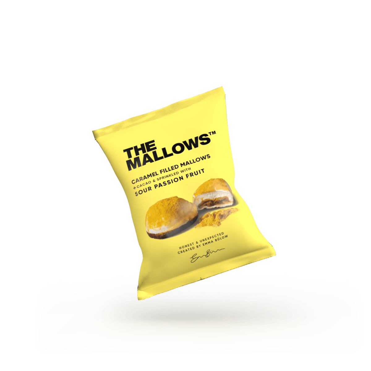 Sour Passion Fruit The Mallows skumfiduser Caramel Filled Mallows Flowpack