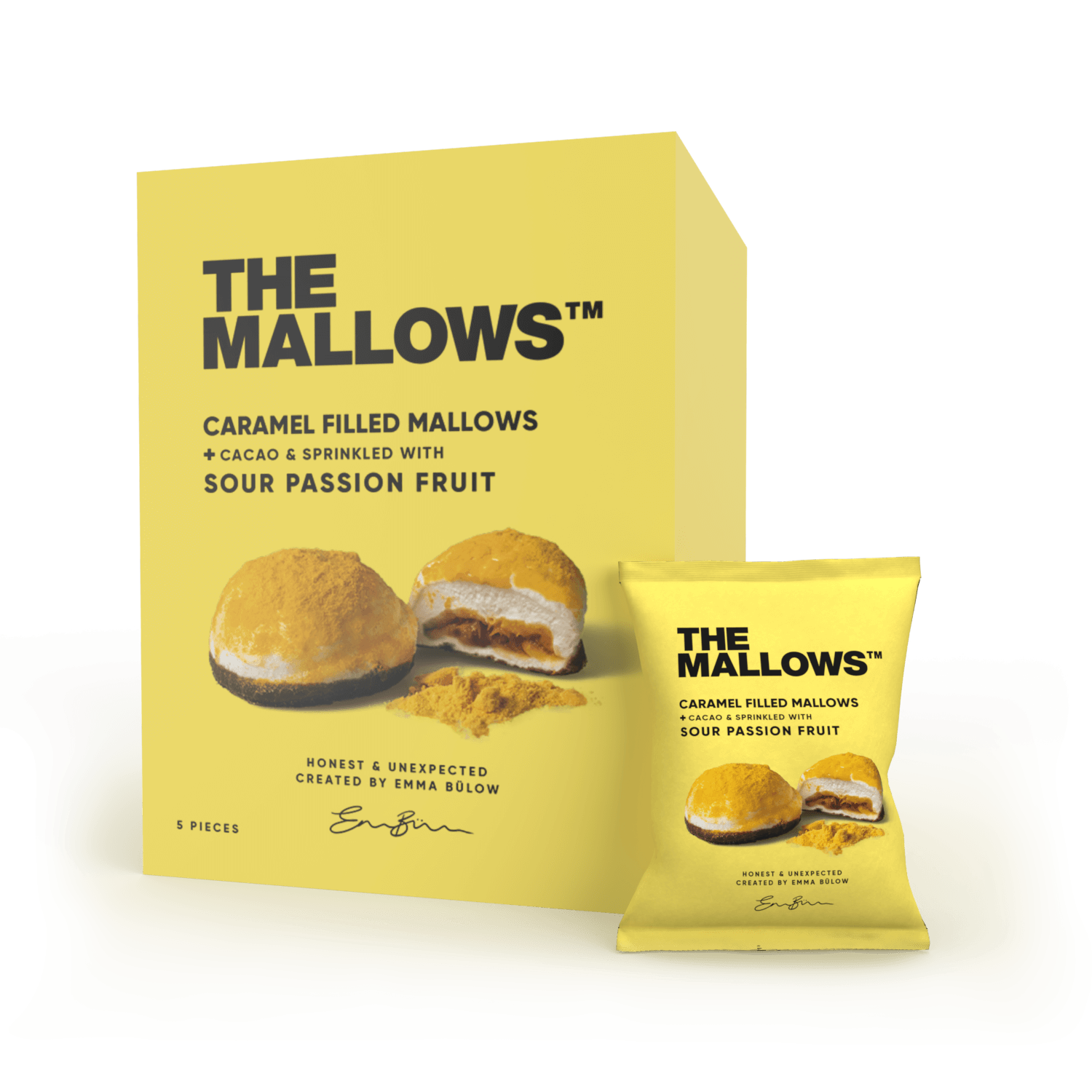 Sour passion Fruit Skumfiduser Filled Mallows Flowpack box